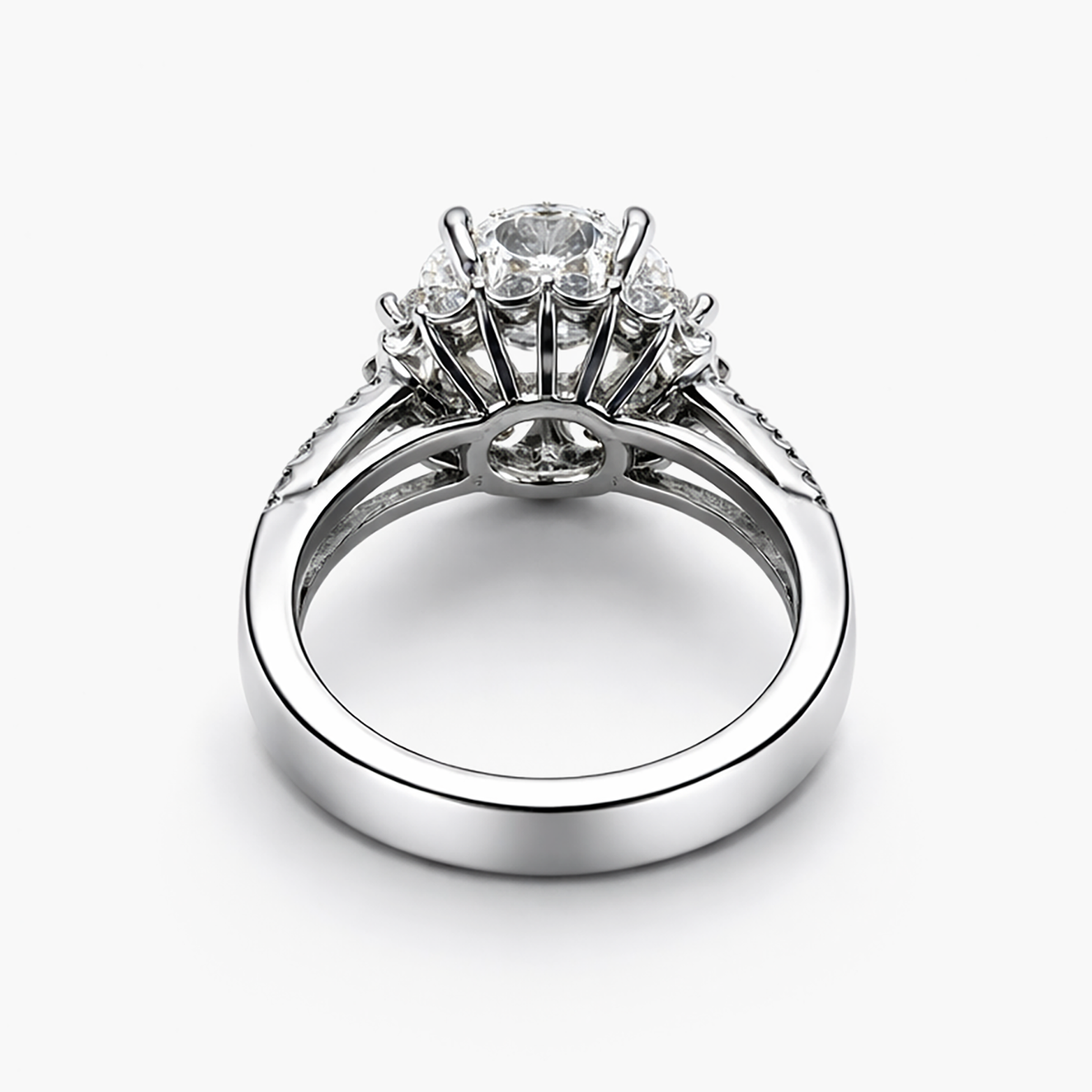 Round Lab Grown Diamond Ring 3.05 CT (E/VVS2) with Halos of Round Stones in Platinum