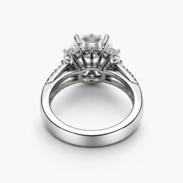 Round Lab Grown Diamond Ring 3.05 CT (E/VVS2) with Halos of Round Stones in Platinum