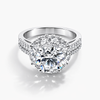 Round Lab Grown Diamond Ring 3.05 CT (E/VVS2) with Halos of Round Stones in Platinum