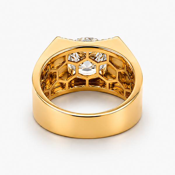 Men's 4.34 Ct Round Lab Grown Diamond Ring in 14K Yellow Gold
