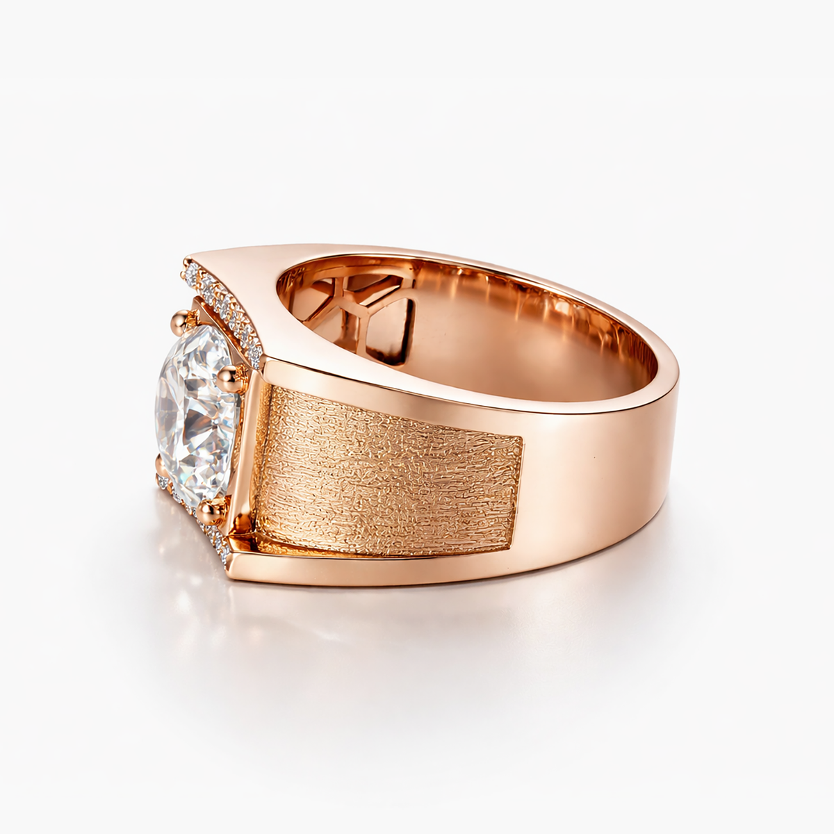 Men's 3.71 CT Round Brilliant Lab Grown Diamond Ring in 18K Rose Gold
