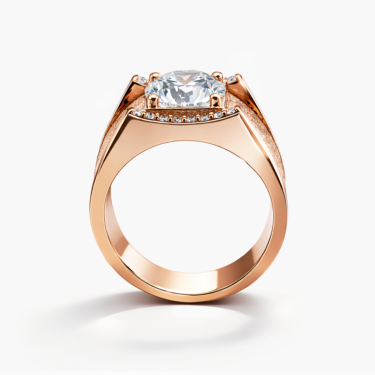 Men's 3.71 CT Round Brilliant Lab Grown Diamond Ring in 18K Rose Gold