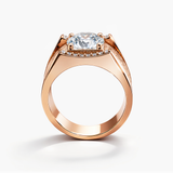 Nhẫn nam kim cương nuôi cấy 3,71 CT dáng tròn rực rỡ vàng hồng 18K