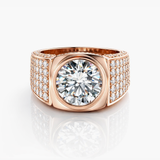 Nhẫn nam kim cương nuôi cấy 7,03 CT đính viền bằng vàng hồng 18K với đá tấm pavé
