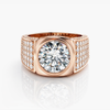 7.03 CT Lab-Grown Diamond Bezel-Set Pavé Men's Ring in 18K Rose Gold