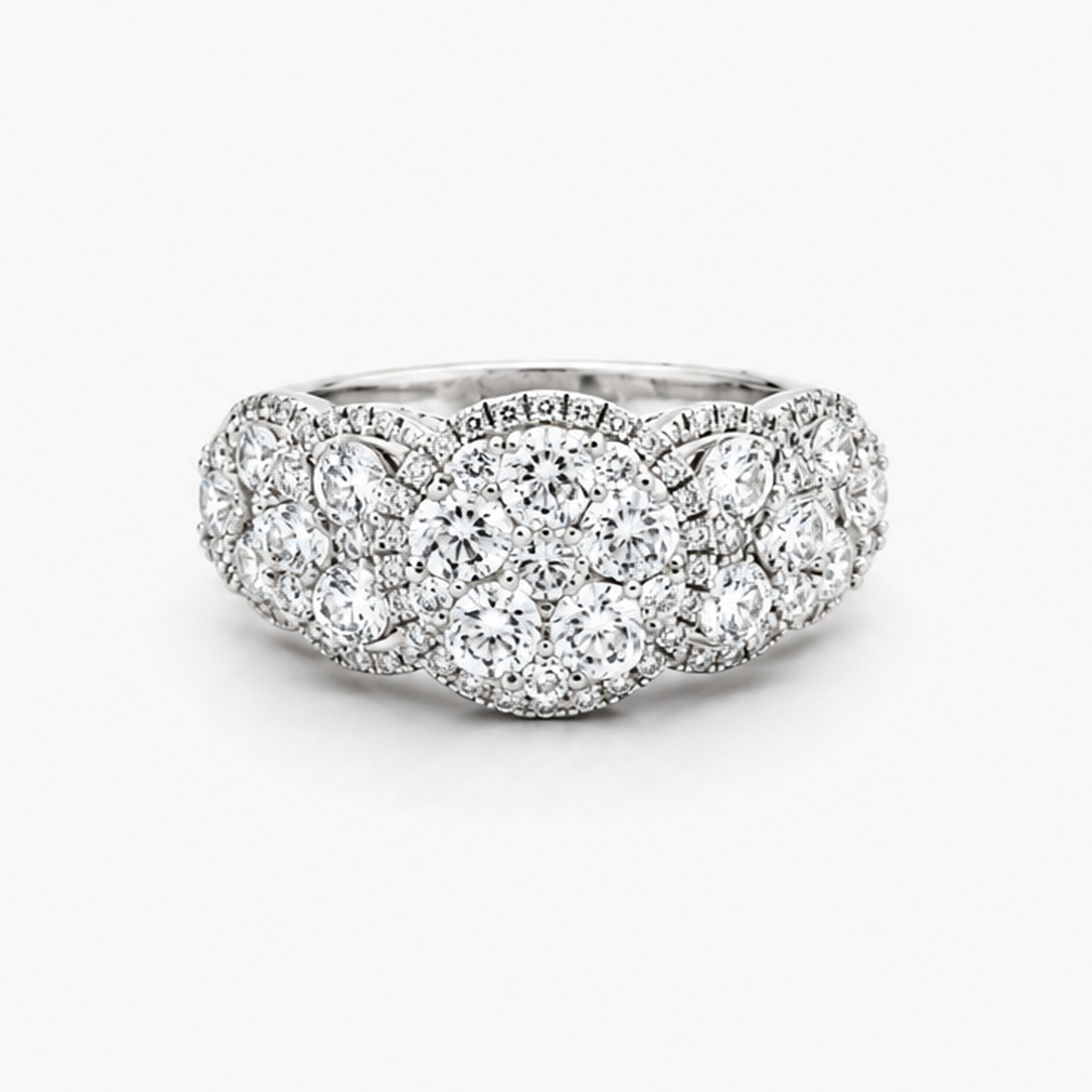 Natural Diamond Multi-Cluster Halo Ring 2.16 CTW in 18K White Gold
