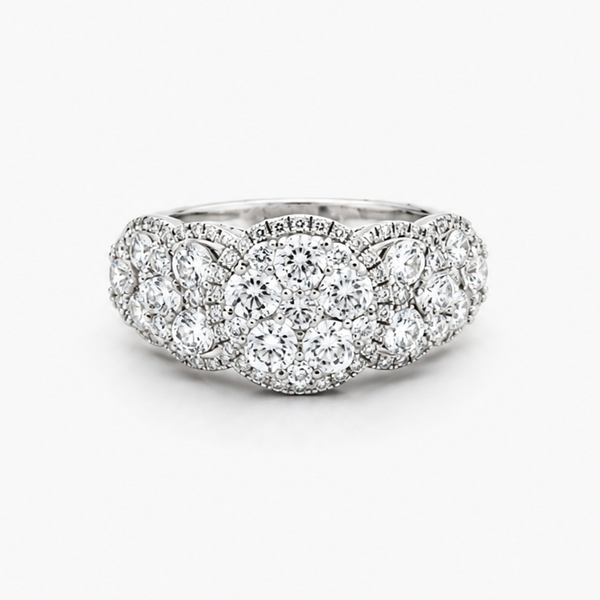 Natural Diamond Multi-Cluster Halo Ring 2.16 CTW in 18K White Gold