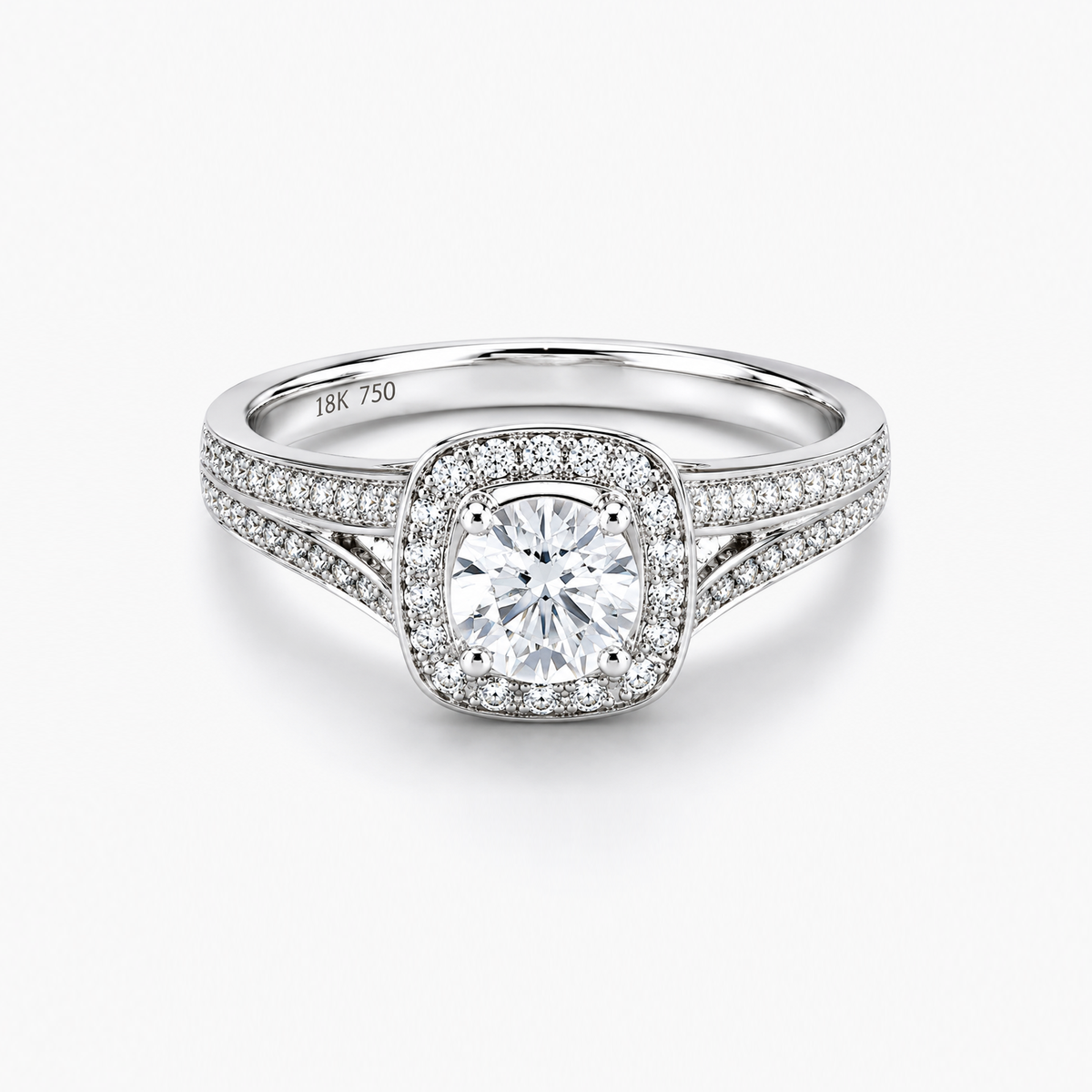 Round Brilliant Diamond Engagement Ring 1.05 ct D/VVS1 IGI Certified Lab Grown in 18K White Gold