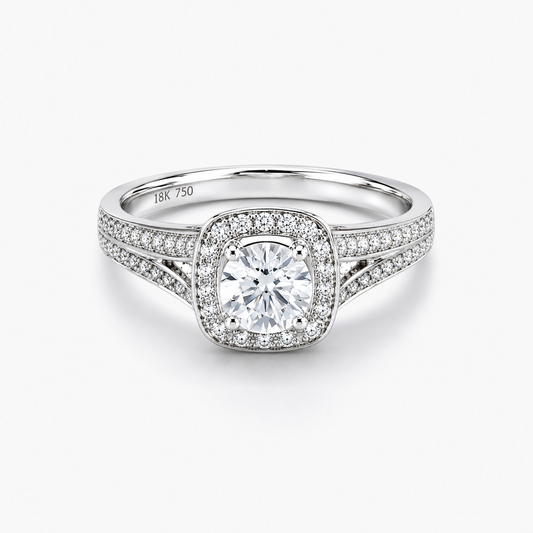 Round Brilliant Diamond Engagement Ring 1.05 ct D/VVS1 IGI Certified Lab Grown in 18K White Gold