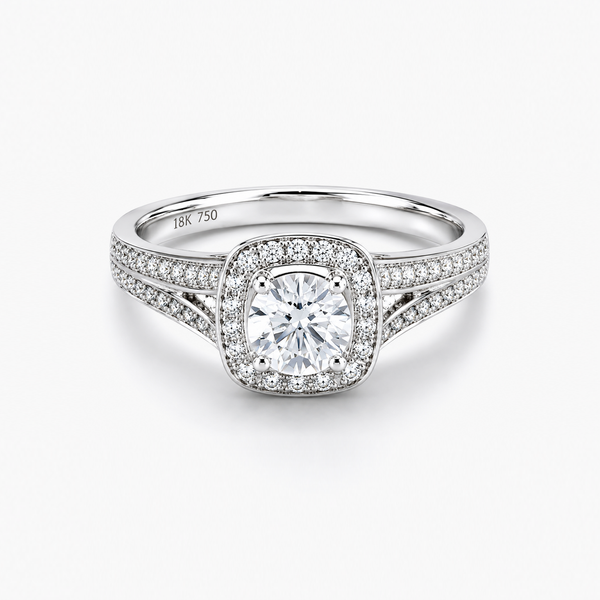 Round Brilliant Diamond Engagement Ring 1.05 ct D/VVS1 IGI Certified Lab Grown in 18K White Gold