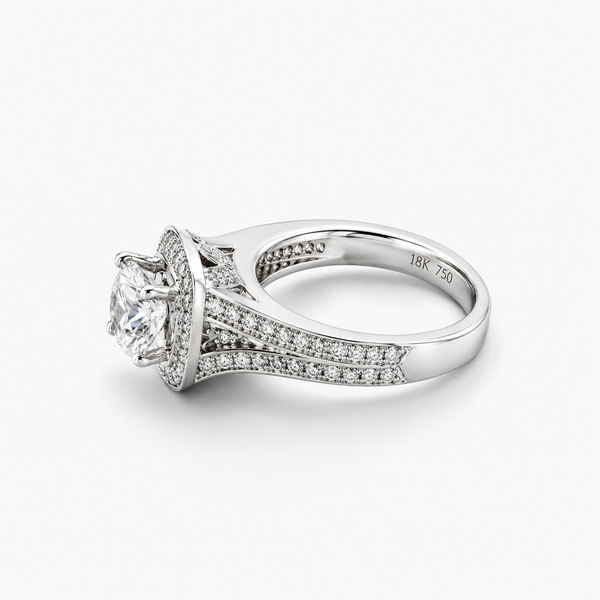 Round Brilliant Diamond Engagement Ring 1.05 ct D/VVS1 IGI Certified Lab Grown in 18K White Gold