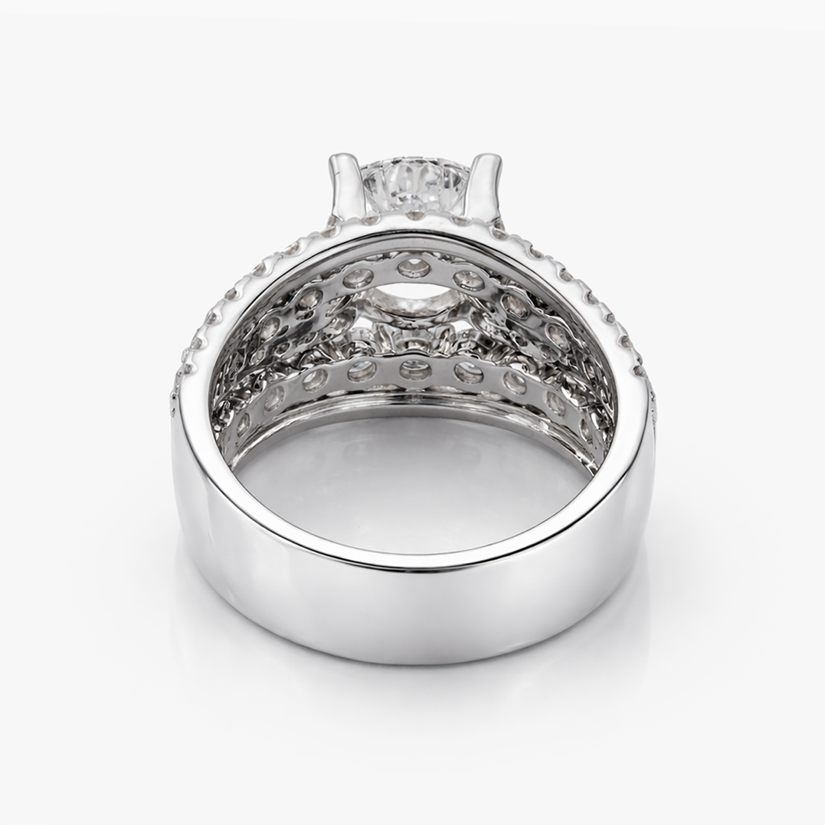 Nhẫn To Bản Kim Cương Bạch Kim Đá Chủ Nuôi Cấy 1.57 carat