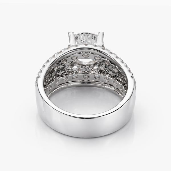 Nhẫn To Bản Kim Cương Bạch Kim Đá Chủ Nuôi Cấy 1.57 carat