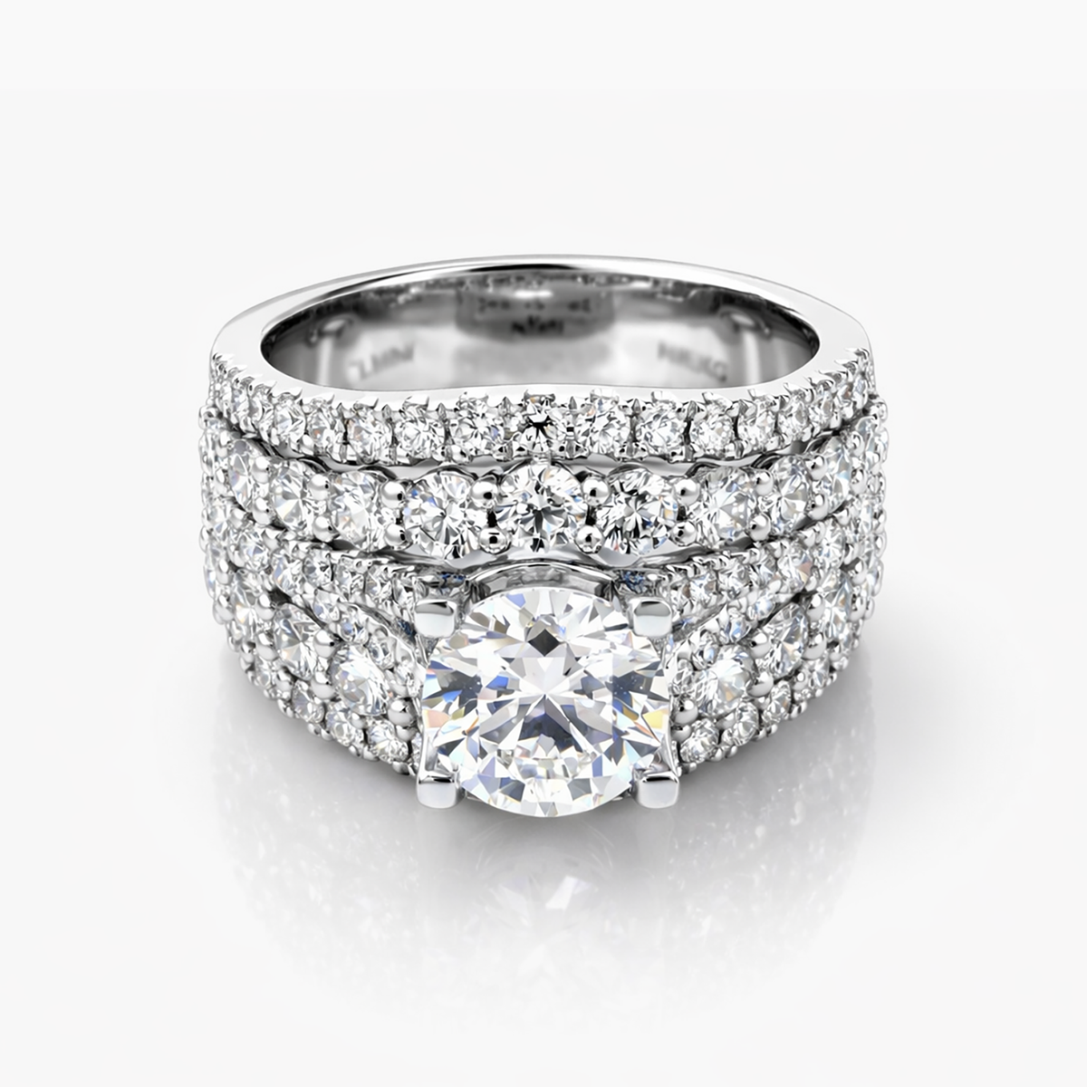 Nhẫn To Bản Kim Cương Bạch Kim Đá Chủ Nuôi Cấy 1.57 carat