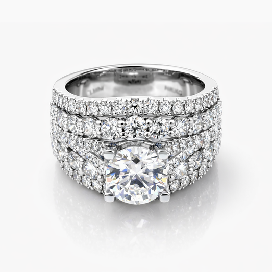 Platinum Diamond Wide Band Statement Ring 1.57 ct Lab-Grown Center Stone