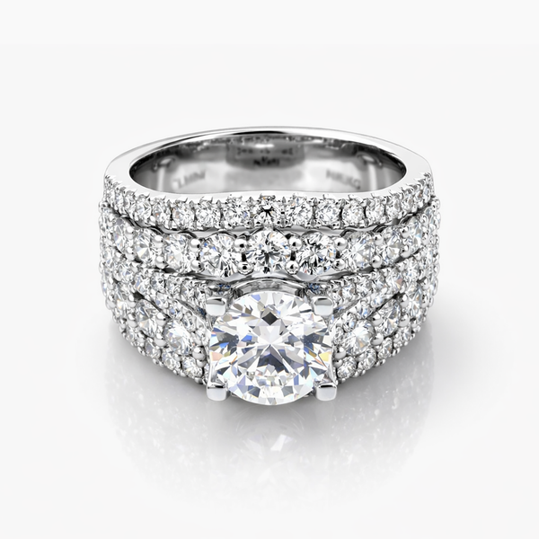 Nhẫn To Bản Kim Cương Bạch Kim Đá Chủ Nuôi Cấy 1.57 carat