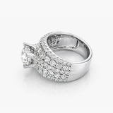 Nhẫn To Bản Kim Cương Bạch Kim Đá Chủ Nuôi Cấy 1.57 carat