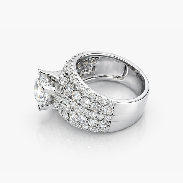 Nhẫn To Bản Kim Cương Bạch Kim Đá Chủ Nuôi Cấy 1.57 carat