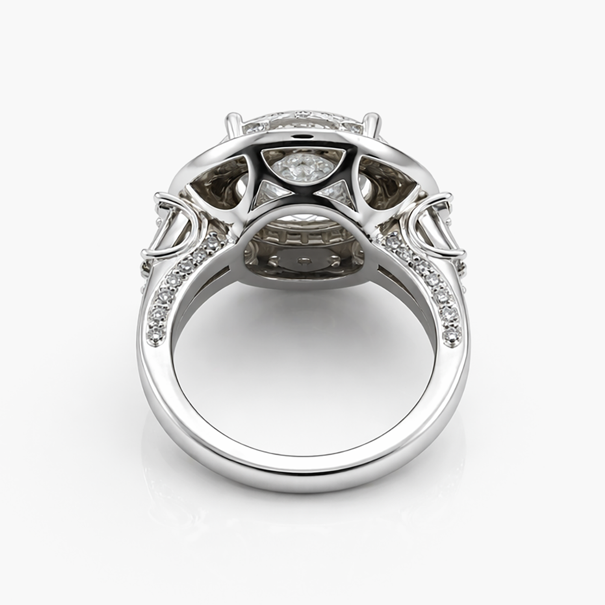 Round 6.57 CT Lab Grown Diamond Ring in 18K White Gold (E/VVS2)