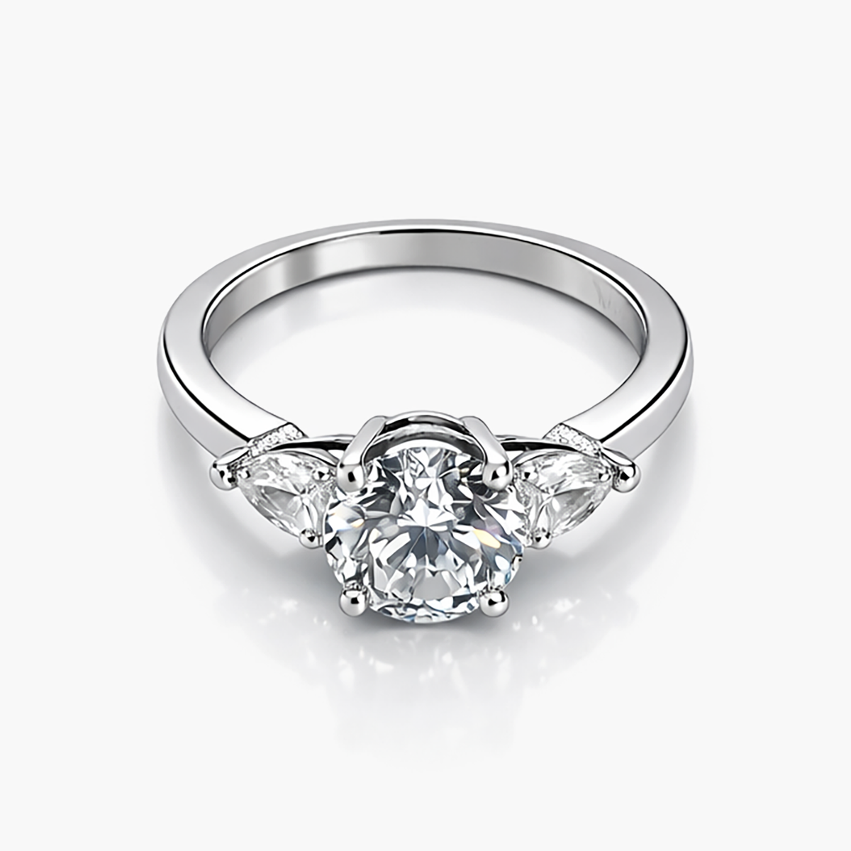 Classic Three Stone Lab Grown Diamond Engagement Ring in 14 K White Gold (E/VVS2 GIA) 2.23 CTTW