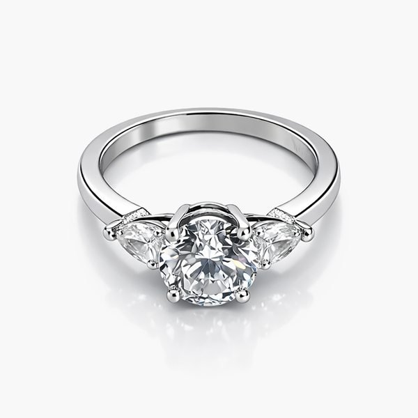 Classic Three Stone Lab Grown Diamond Engagement Ring in 14 K White Gold (E/VVS2 GIA) 2.23 CTTW