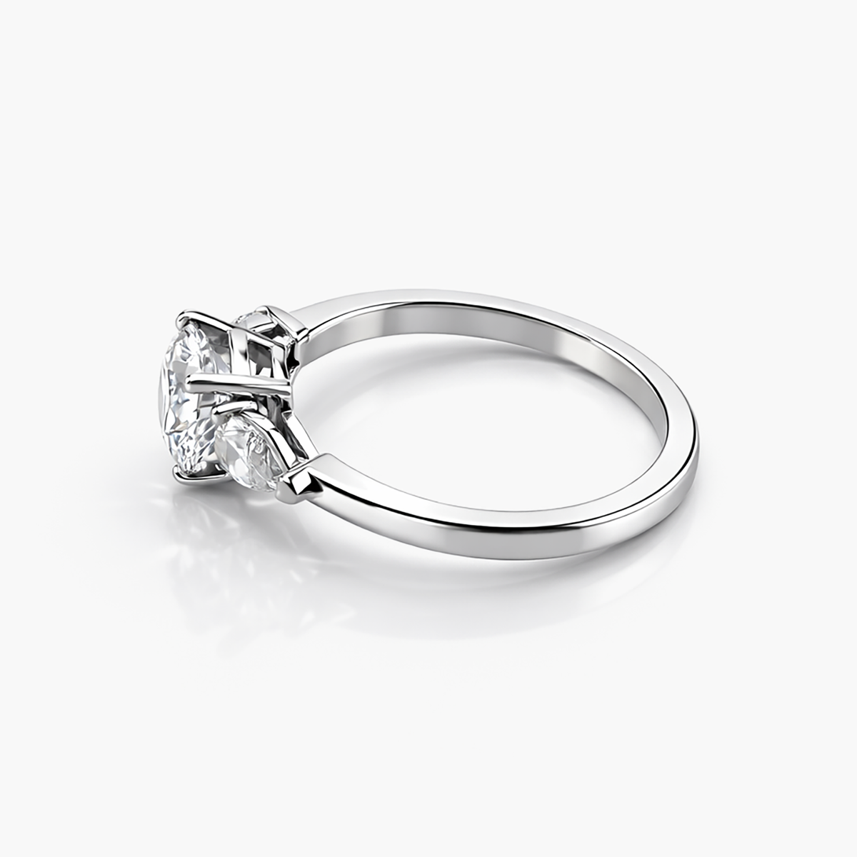 Classic Three Stone Lab Grown Diamond Engagement Ring in 14 K White Gold (E/VVS2 GIA) 2.23 CTTW
