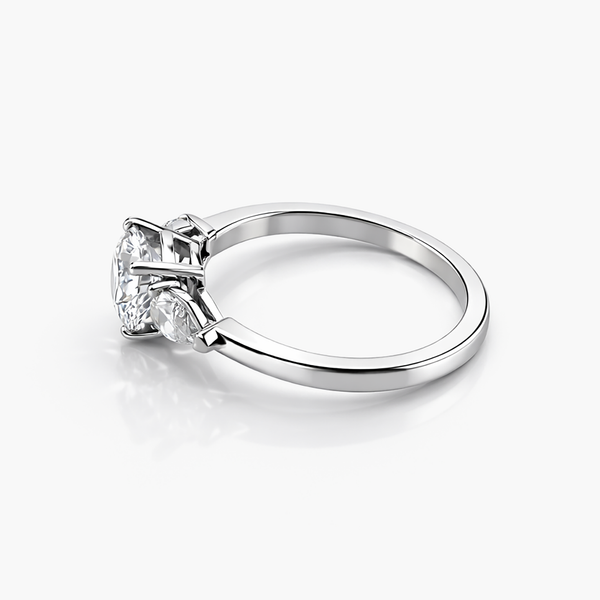 Classic Three Stone Lab Grown Diamond Engagement Ring in 14 K White Gold (E/VVS2 GIA) 2.23 CTTW