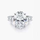 Nhẫn Kim cương Oval 13,81 CT Nuôi cấy trong phòng thí nghiệm với Đá Cushion 7,0 CTW