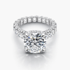 13.15 Carat F/VS2 Lab-Grown Diamond Ring with Round Eternity Band and Pavé Edges