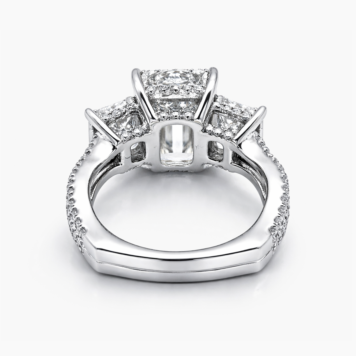 Emerald cut Lab Grown Diamond Ring in Platinum (8.3 CT Center 2.15 CT  Each Side G/VS2 IGI)