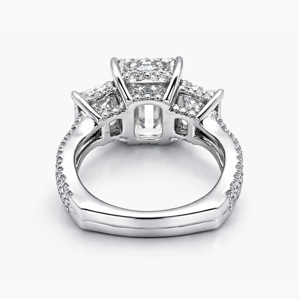 Emerald cut Lab Grown Diamond Ring in Platinum (8.3 CT Center 2.15 CT  Each Side G/VS2 IGI)