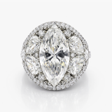 Nhẫn Kim Cương Marquise Được Nuôi Trồng Trong Phòng Thí Nghiệm F/VS1 Nặng 7.17 Carat Được Chứng Nhận IGI | Viền Kim Cương Cụm Hình Giọt Nước | Đai Nhẫn Kiểu Châu Âu
