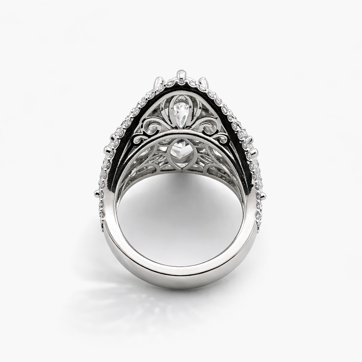 Marquise 9.03 CT Lab-Grown Diamond Ring with 4.05 CT Pear Side Stones in Pavé Setting in Platinum
