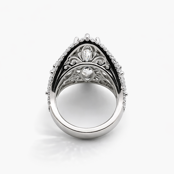 Marquise 9.03 CT Lab-Grown Diamond Ring with 4.05 CT Pear Side Stones in Pavé Setting in Platinum