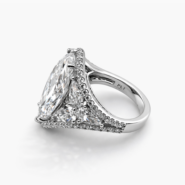 Marquise 9.03 CT Lab-Grown Diamond Ring with 4.05 CT Pear Side Stones in Pavé Setting in Platinum