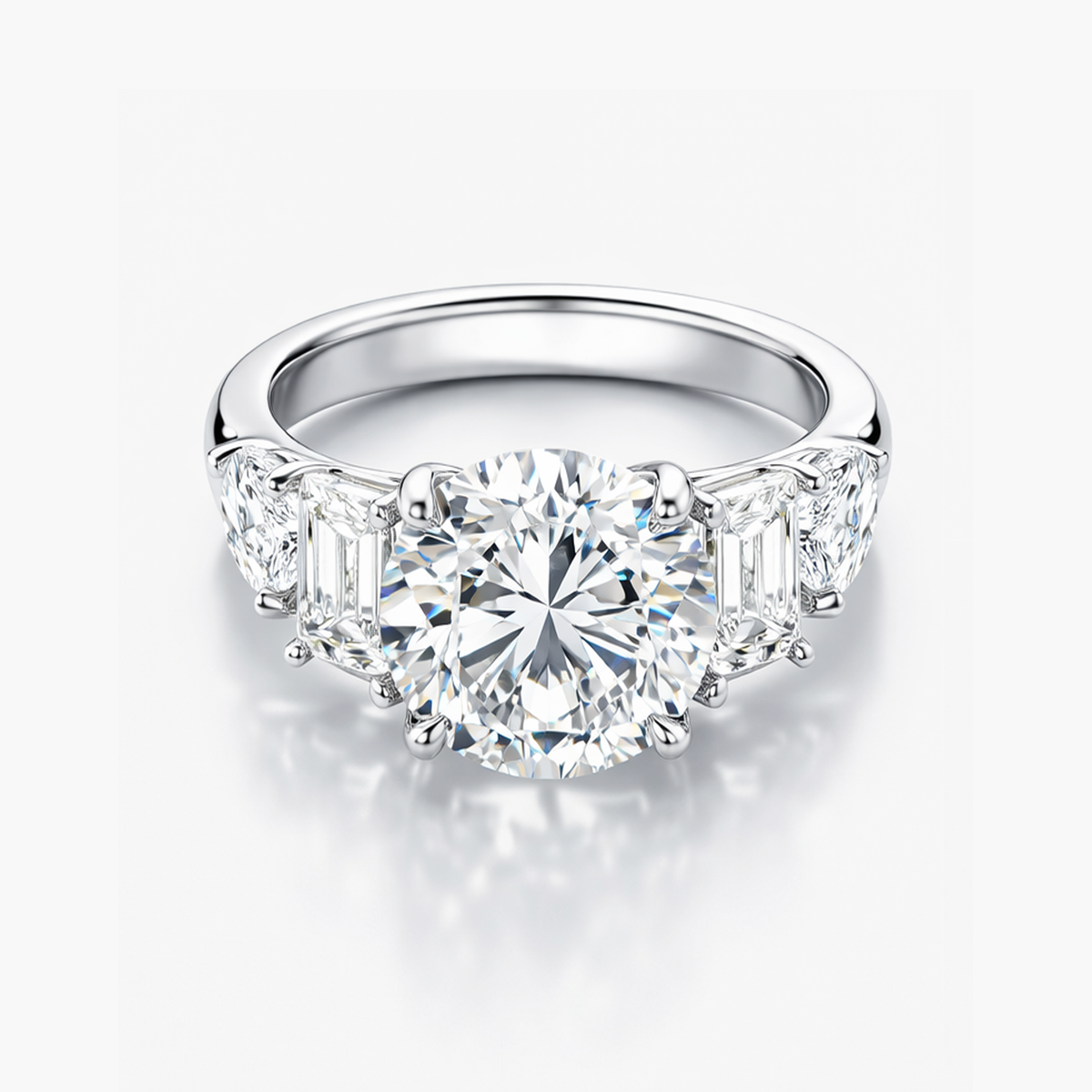 7.09 CT Lab-Grown Diamond Five-Stone Ring in Platinum