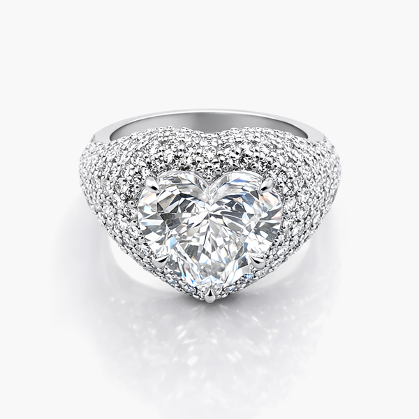 Heart Cut Lab Grown Diamond with Pave Stones Ring in Platinum (F/VS1)