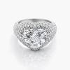 Heart Cut Lab Grown Diamond with Pave Stones Ring in Platinum (F/VS1)