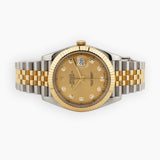 Rolex Datejust 41 Ref. 126333 Mặt số kim cương màu vàng sâm panh hai tông màu