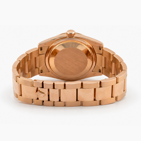 Rolex Day-Date 36 18K Everose Gold Pink Diamond Dial Oyster Bracelet Ref. 118205 — With Papers