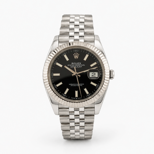 Rolex Datejust 41 Black Stick Dial Fluted Bezel Jubilee Bracelet Ref. 126334 — Box & Papers