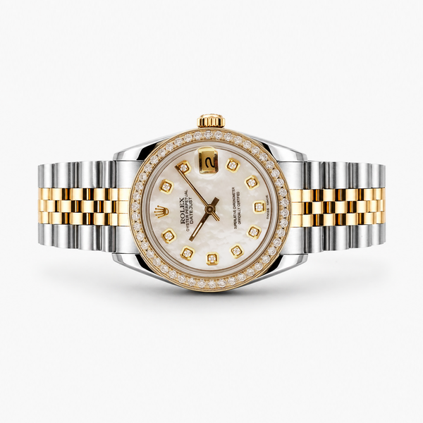 Rolex Datejust 31mm Model 68273 Two-Tone Steel & 18k Yellow Gold MOP Diamond Dial & Diamond Bezel Jubilee Bracelet