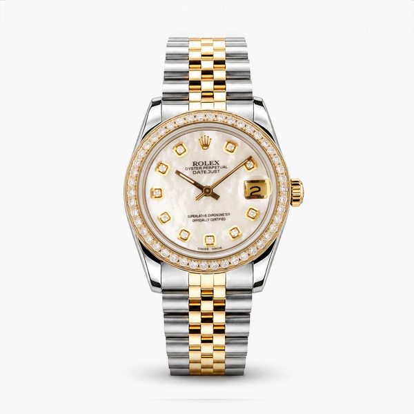 Rolex Datejust 31mm Model 68273 Two-Tone Steel & 18k Yellow Gold MOP Diamond Dial & Diamond Bezel Jubilee Bracelet