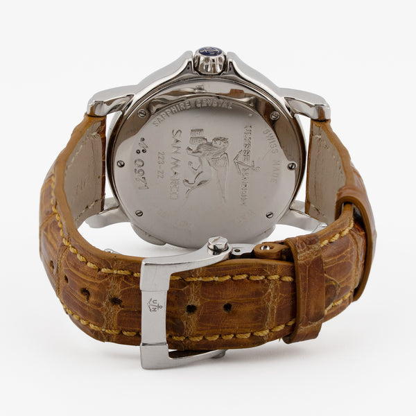 Ulysse Nardin San Marco GMT+/- Diamond Bezel Champagne Dial Brown Crocodile Strap